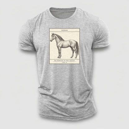 Horse Specimen Plate Creature Canticle Cotton T-Shirt – Sport Grey