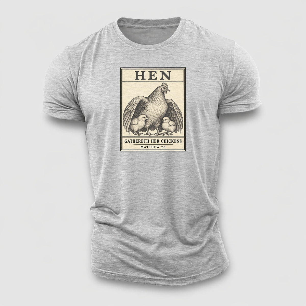 Hen Specimen Plate Creature Canticle Cotton T-Shirt – Sport Grey