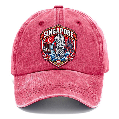 Singapore Retro Badge Country Logos Classic Cap – Pomegranate Blush