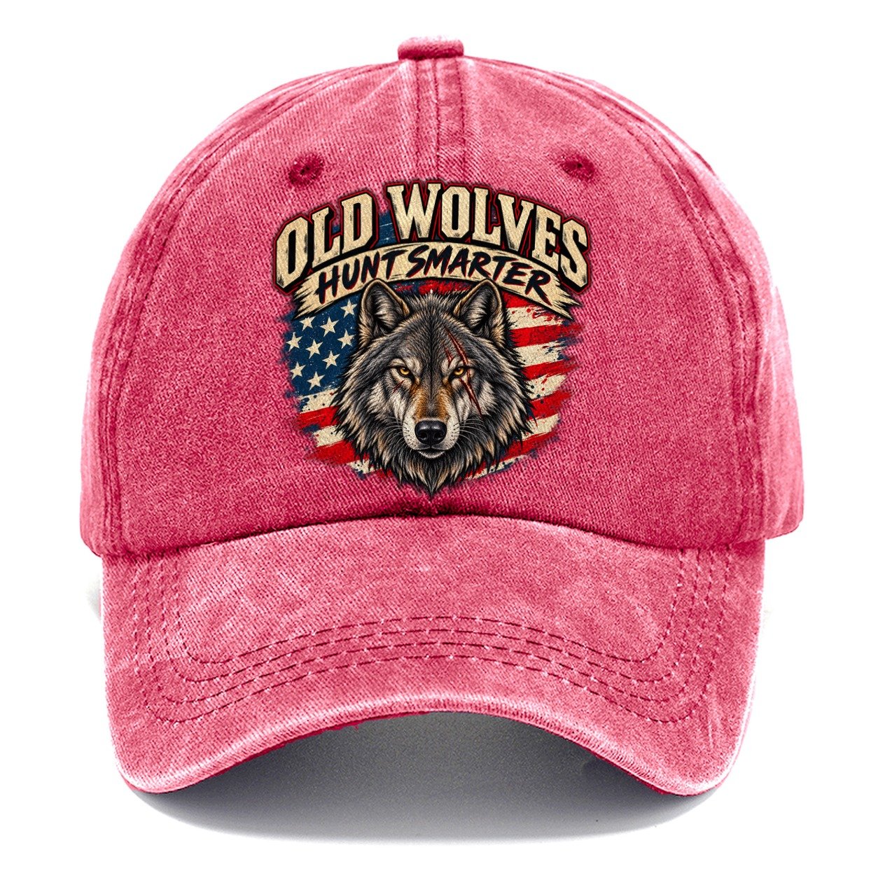 Old Wolves Hunt Smarter Old Man Strong Classic Cap – Pomegranate Blush