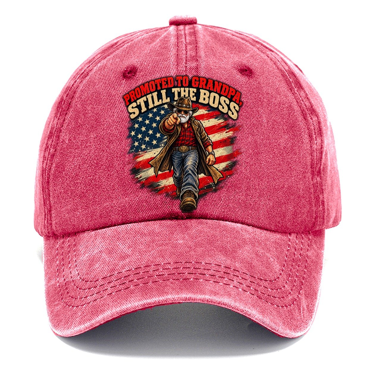Promoted To Grandpa Still The Boss Old Man Strong Classic Cap – Pomegranate Blush
