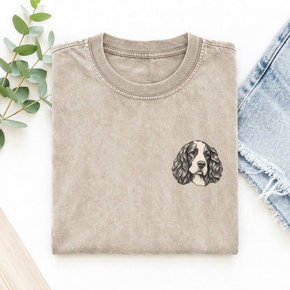 Springer Feather Ear Keepsake Emblem Left Chest Vintage T-shirt – Off White