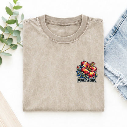 Malaysia Country Pride Left Chest Vintage T-shirt – Off White