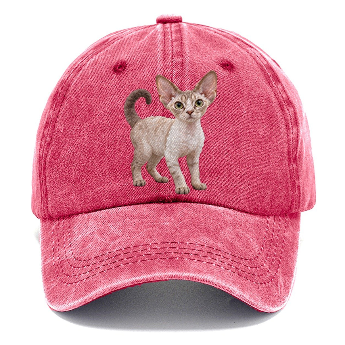 Devon Rex Standing Three Quarter Realistic Cat Portrait Classic Cap – Pomegranate Blush