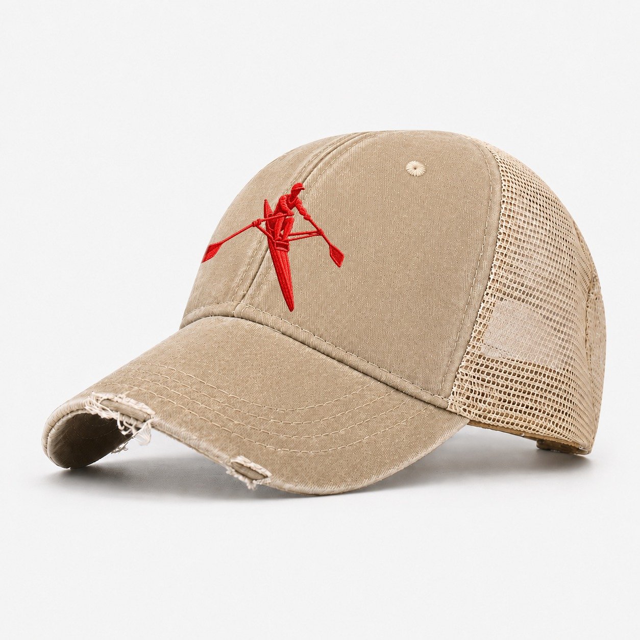 Single Scull Drive Micro Motion Mark Washed Trucker Hat – Khaki