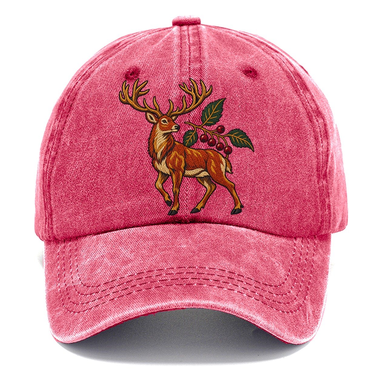 Red Deer And Rowan Berries Uk Culture Heritage Classic Cap – Pomegranate Blush