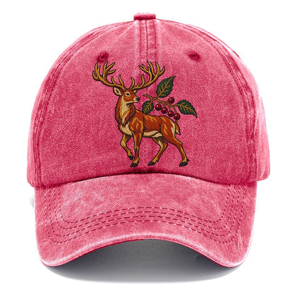 Red Deer And Rowan Berries Uk Culture Heritage Classic Cap – Pomegranate Blush