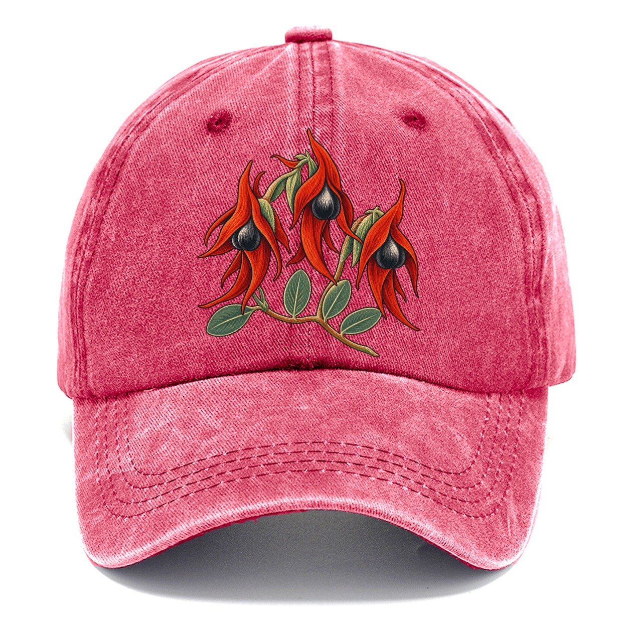 South Australia Sturt Desert Pea Cluster Australia Cultural Icons Classic Cap – Pomegranate Blush