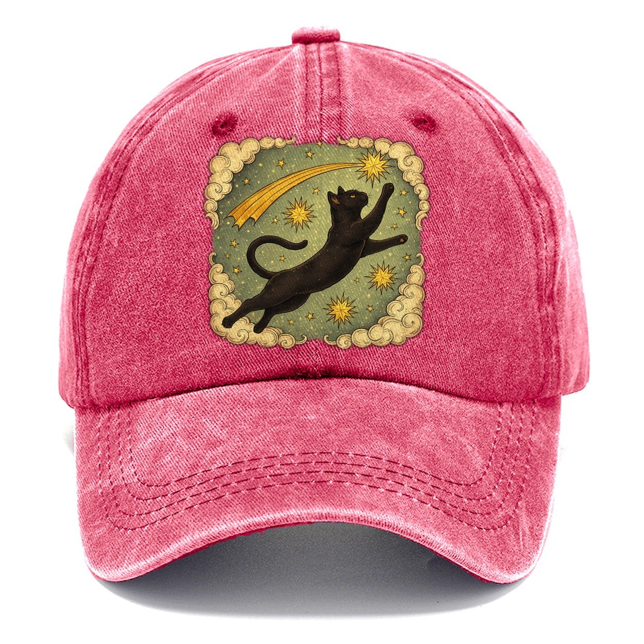 Celestial Black Cat Classic Cap – Pomegranate Blush