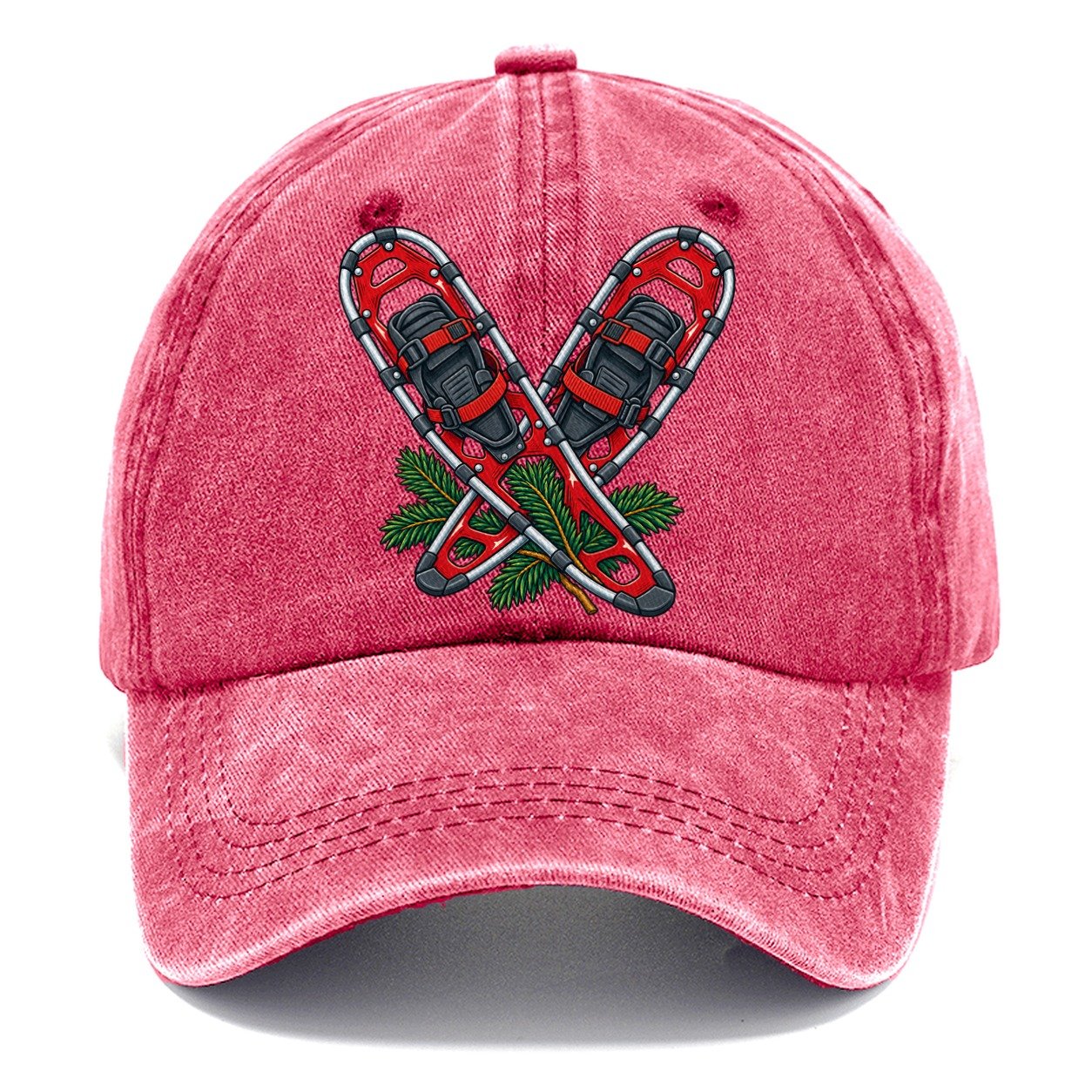 Modern Aluminum Snowshoes And Balsam Bough Canada Cultural Icons Classic Cap – Pomegranate Blush