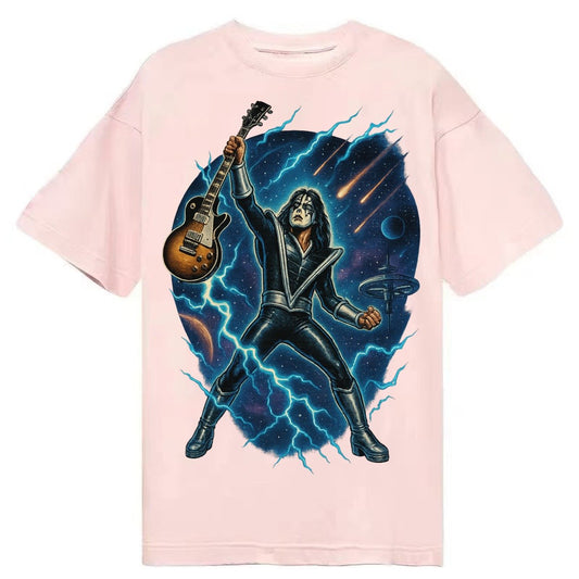Ace Frehley Cosmic Solo Guitar Raised High Space Station Bac Classic T-shirt – Pink