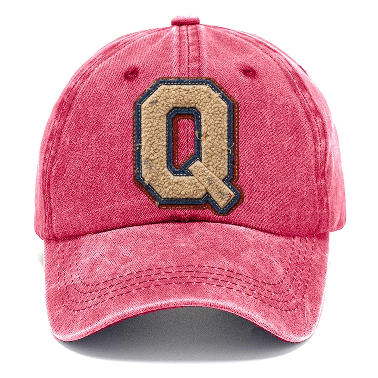 Varsity Chenille Q Monogram Classic Cap – Pomegranate Blush