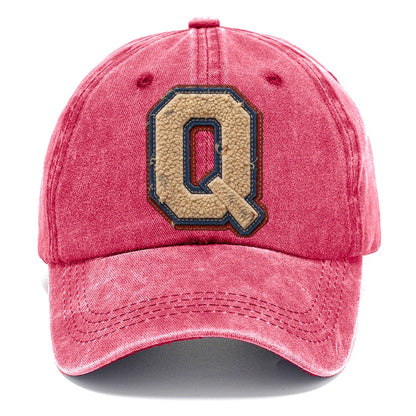 Varsity Chenille Q Monogram Classic Cap – Pomegranate Blush