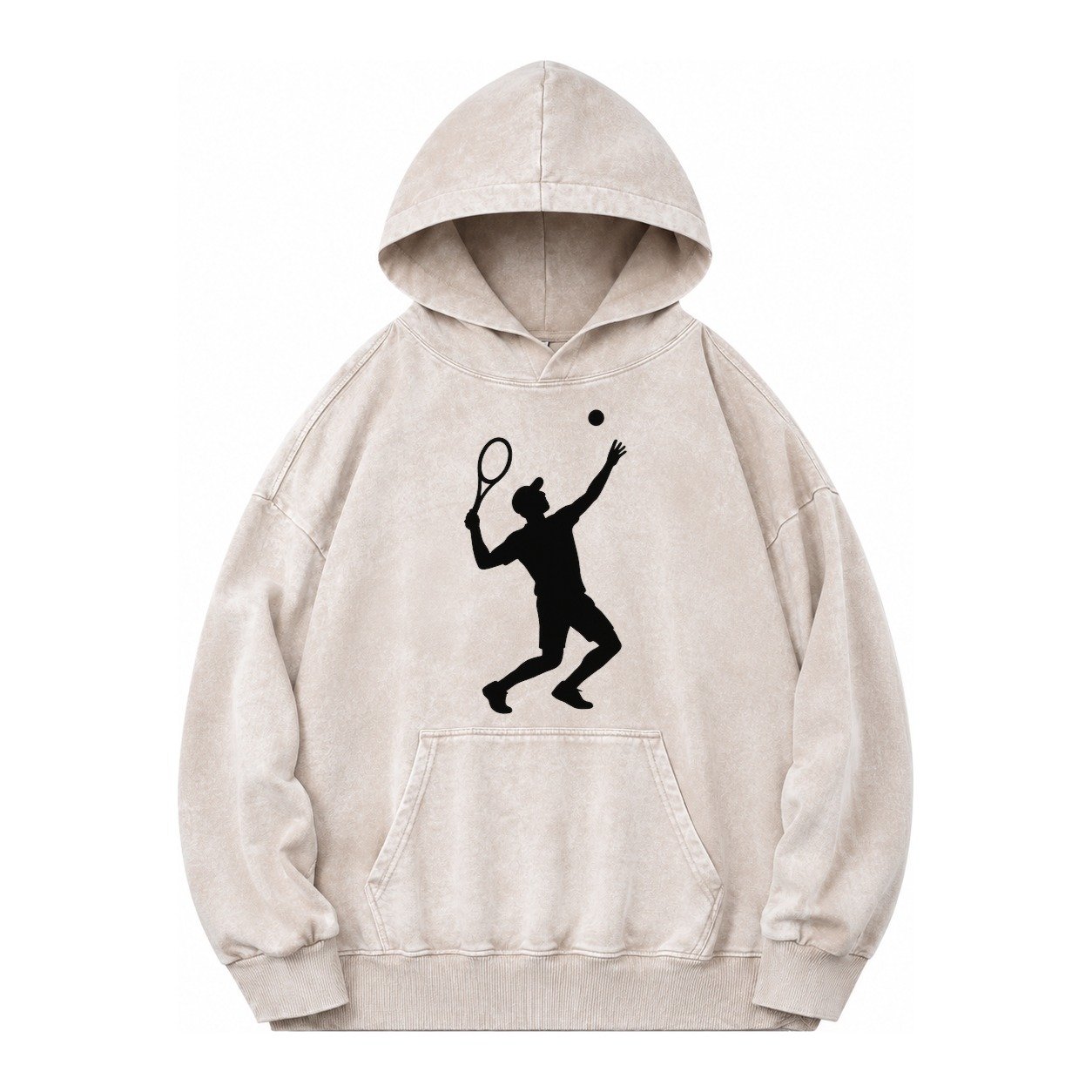 Tennis Player Serving Powerful Shot Vintage Washed Hoodie – Off White