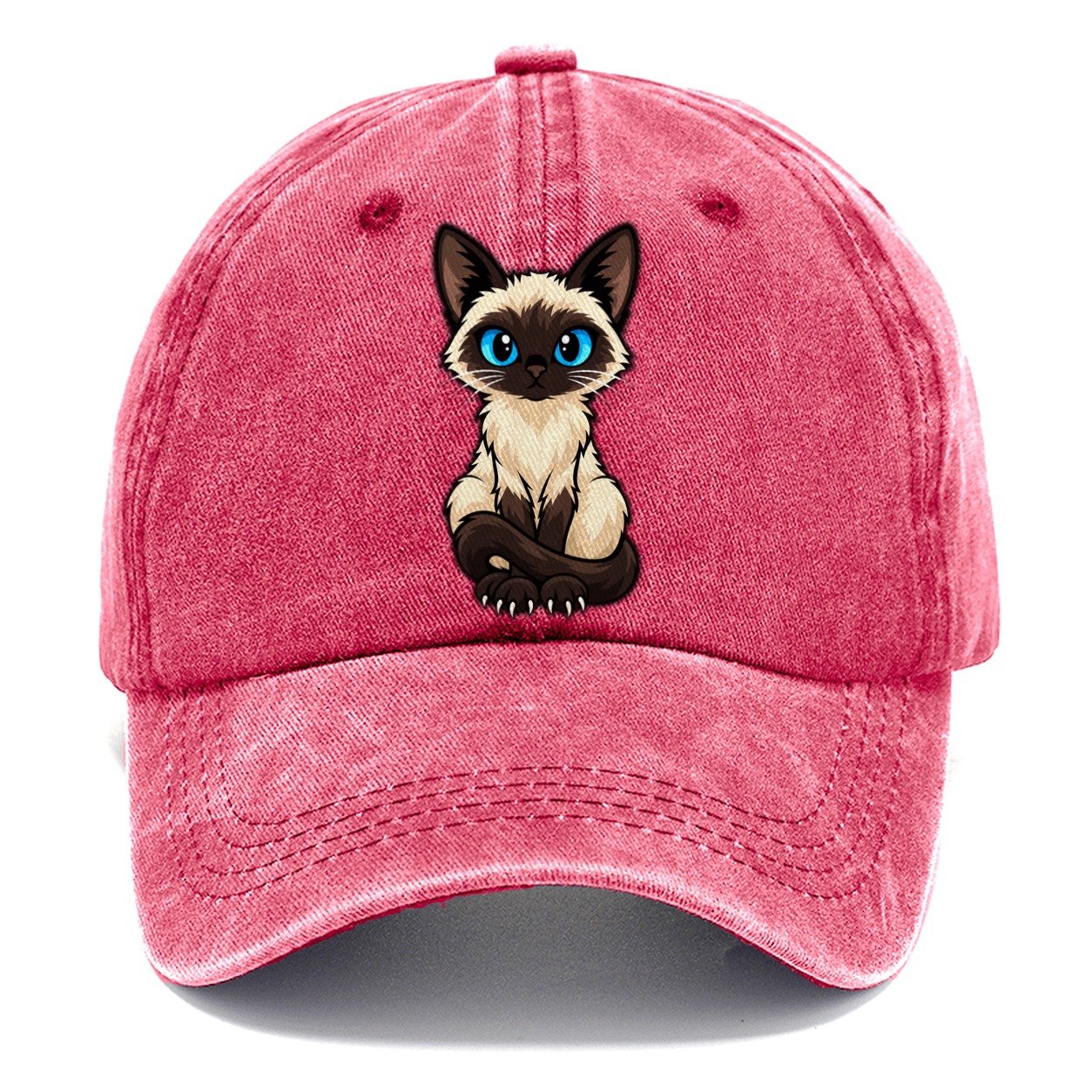 Siamese Sitting Tall Peeking Cats Classic Cap – Pomegranate Blush
