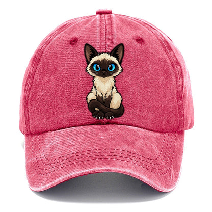 Siamese Sitting Tall Peeking Cats Classic Cap – Pomegranate Blush