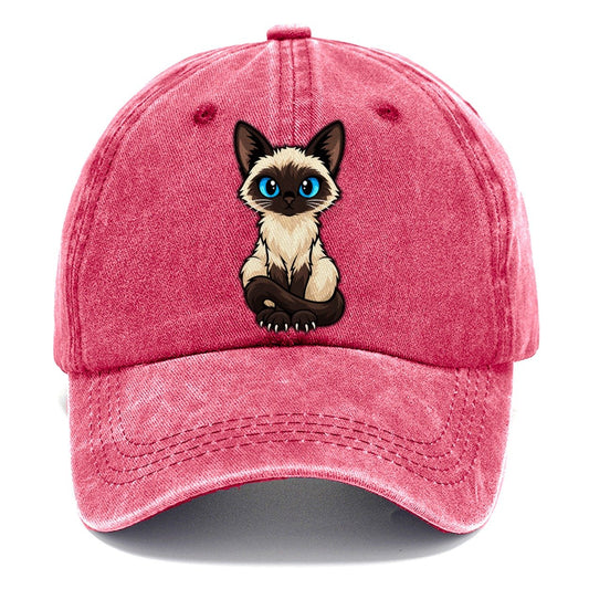 Siamese Sitting Tall Peeking Cats Classic Cap – Pomegranate Blush