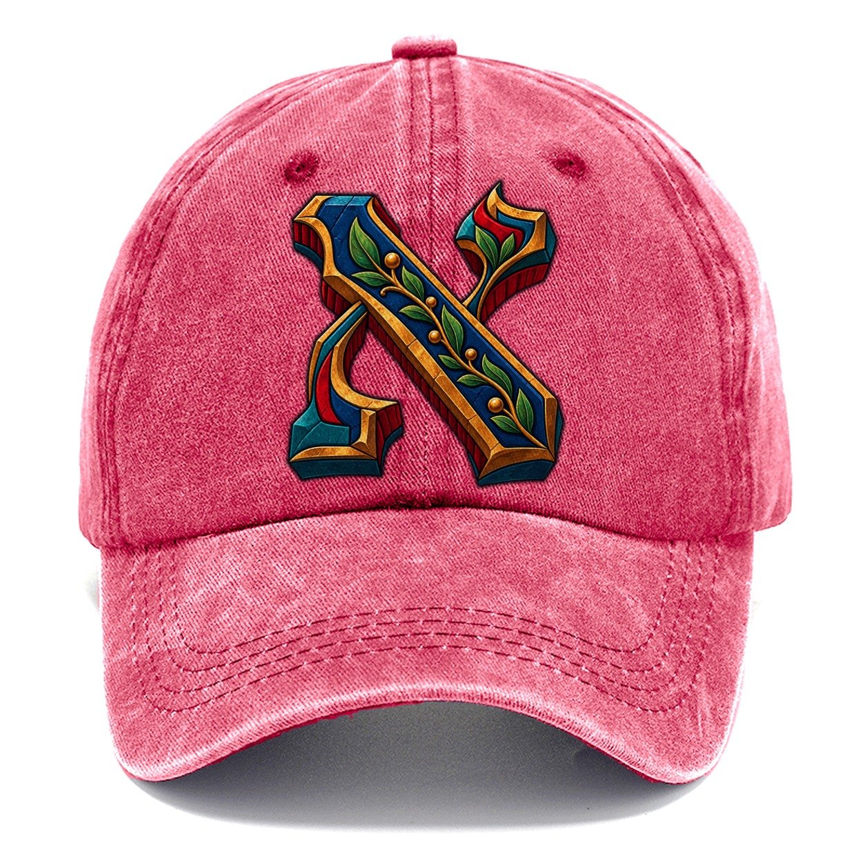 Aleph Letter Monogram Judaism Heritage Classic Cap – Pomegranate Blush