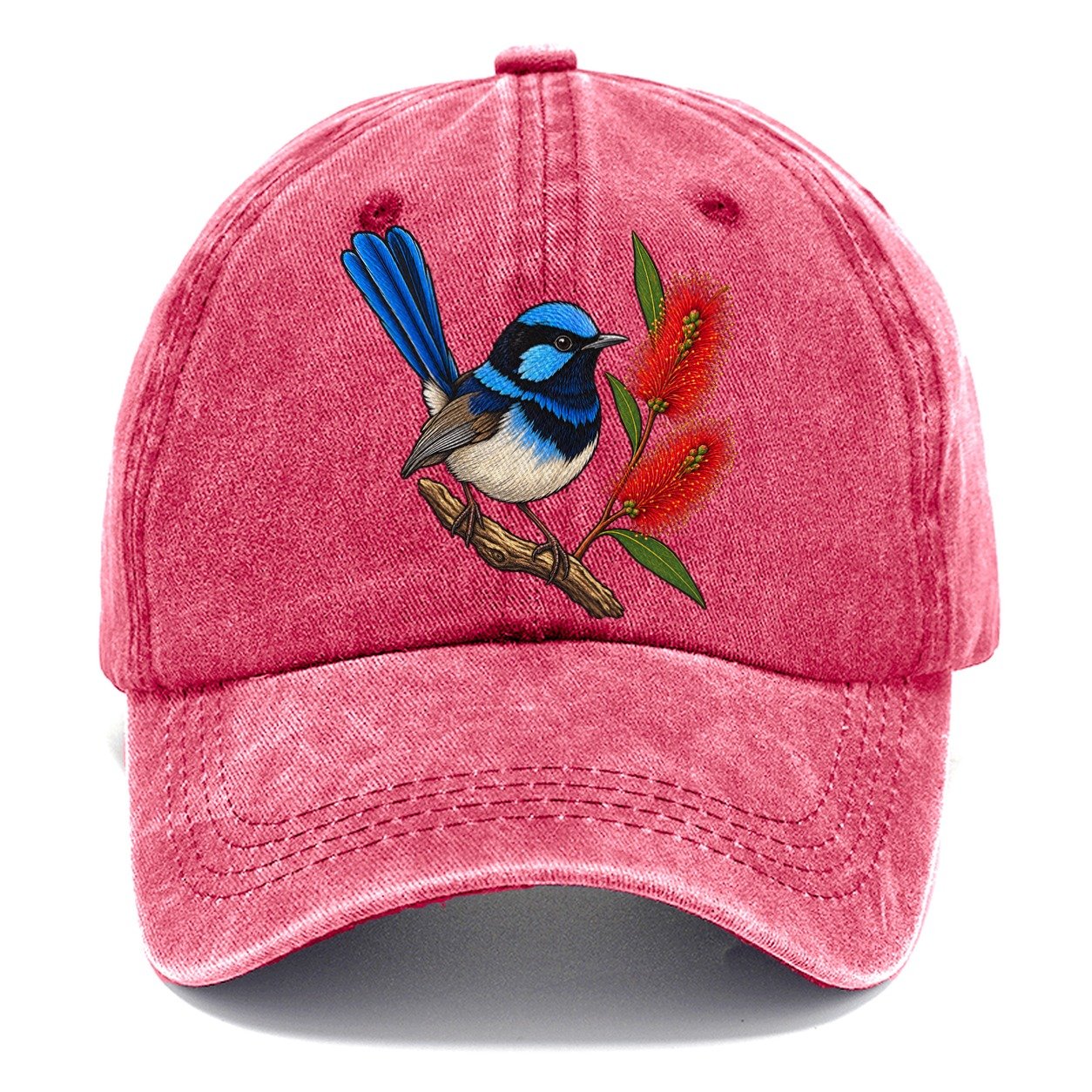 Superb Fairywren And Bottlebrush Australia Cultural Icons Classic Cap – Pomegranate Blush