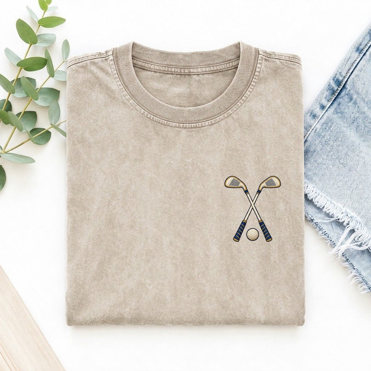 Golf Clubs Symbol Emblems Left Chest Vintage T-shirt – Off White