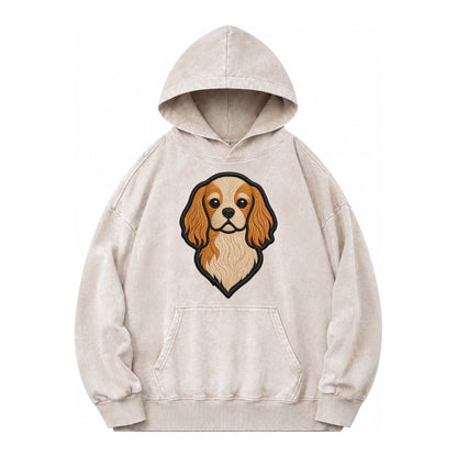Cavalier King Charles Spaniel Modern G Vintage Washed Hoodie – Off White