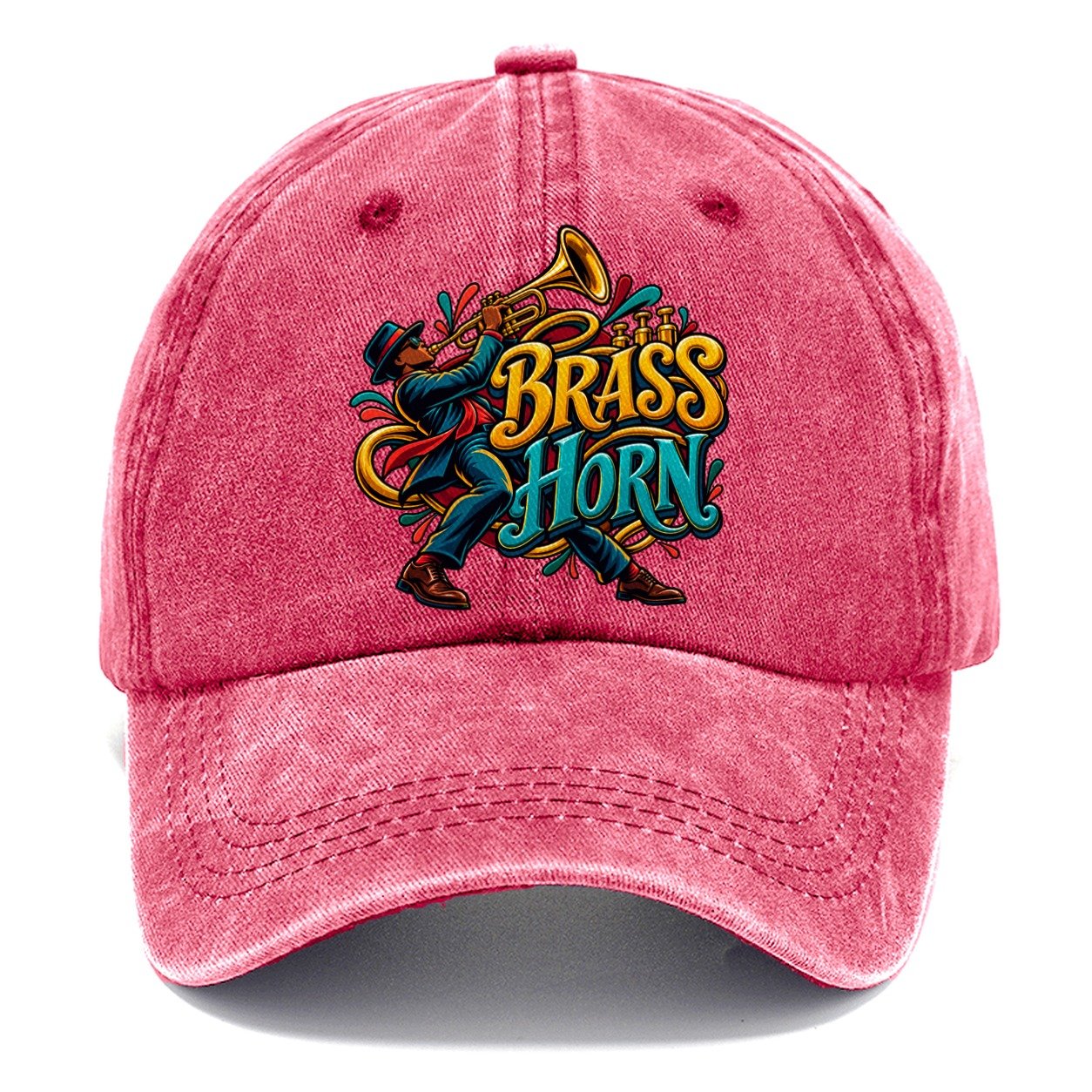 Brass Horn Wordmark Music Instruments Classic Cap – Pomegranate Blush