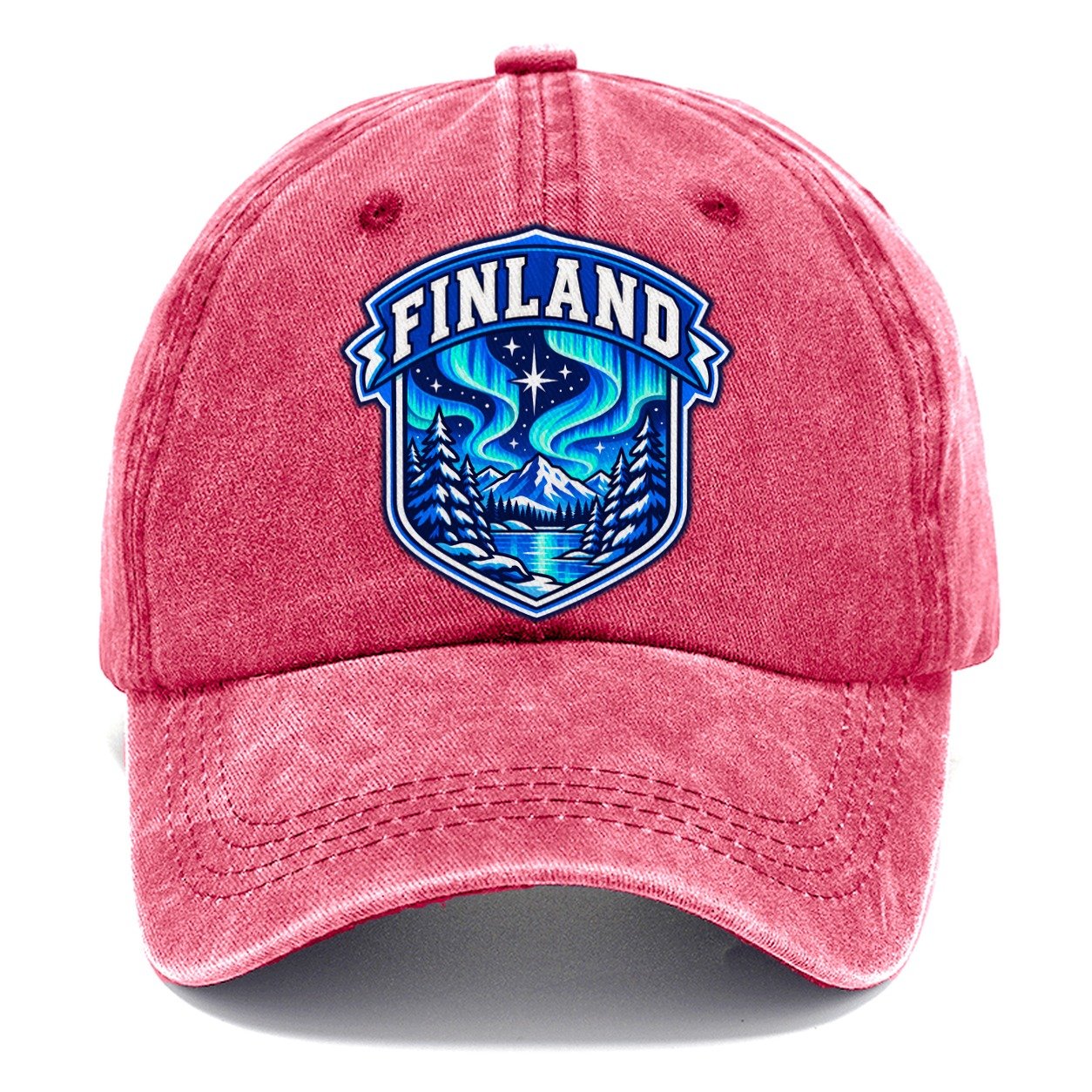 Finland Retro Badge Country Logos Classic Cap – Pomegranate Blush