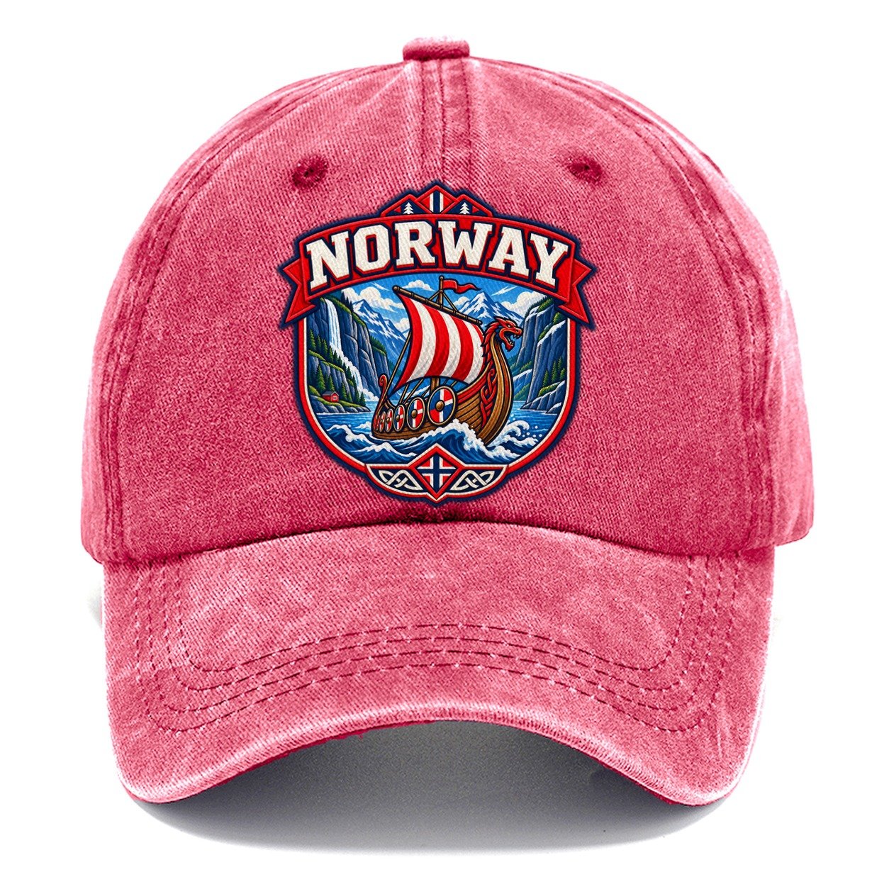 Norway Retro Badge Country Logos Classic Cap – Pomegranate Blush