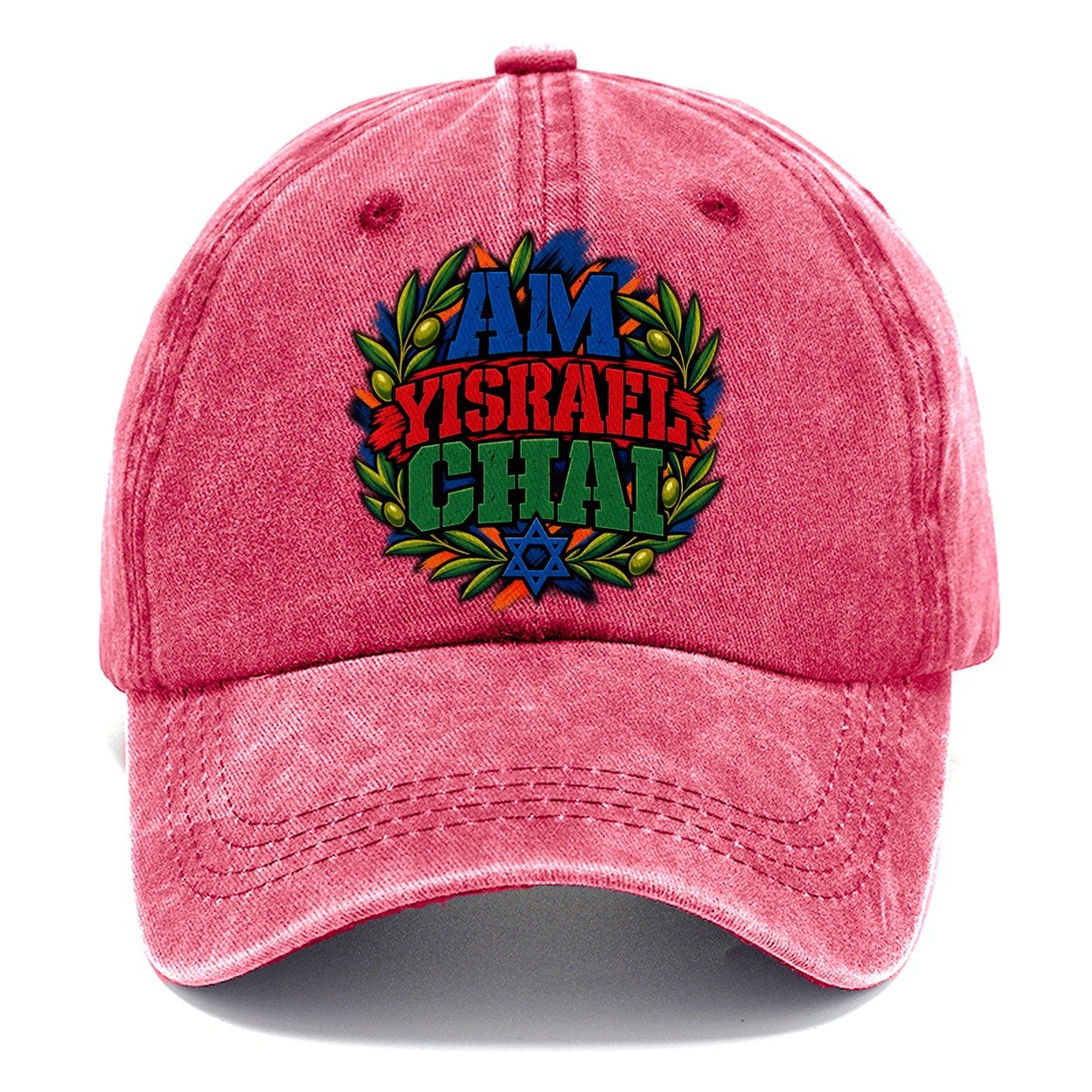 Am Yisrael Chai Anthem Judaism Heritage Classic Cap – Pomegranate Blush