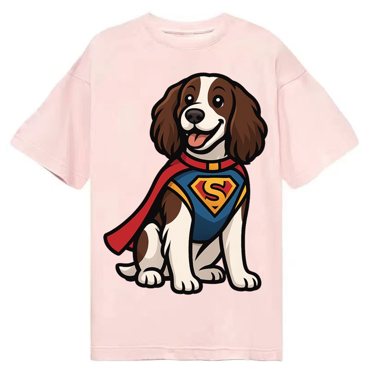 Springer Spaniel Friendly Hero Sitting Attentive With Paws V Classic T-shirt – Pink