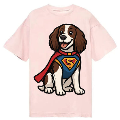 Springer Spaniel Friendly Hero Sitting Attentive With Paws V Classic T-shirt – Pink