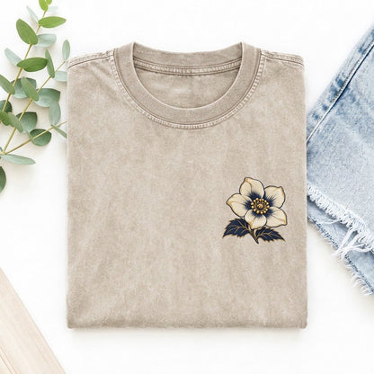Hellebore Winter Cup Left Chest Vintage T-shirt – Off White