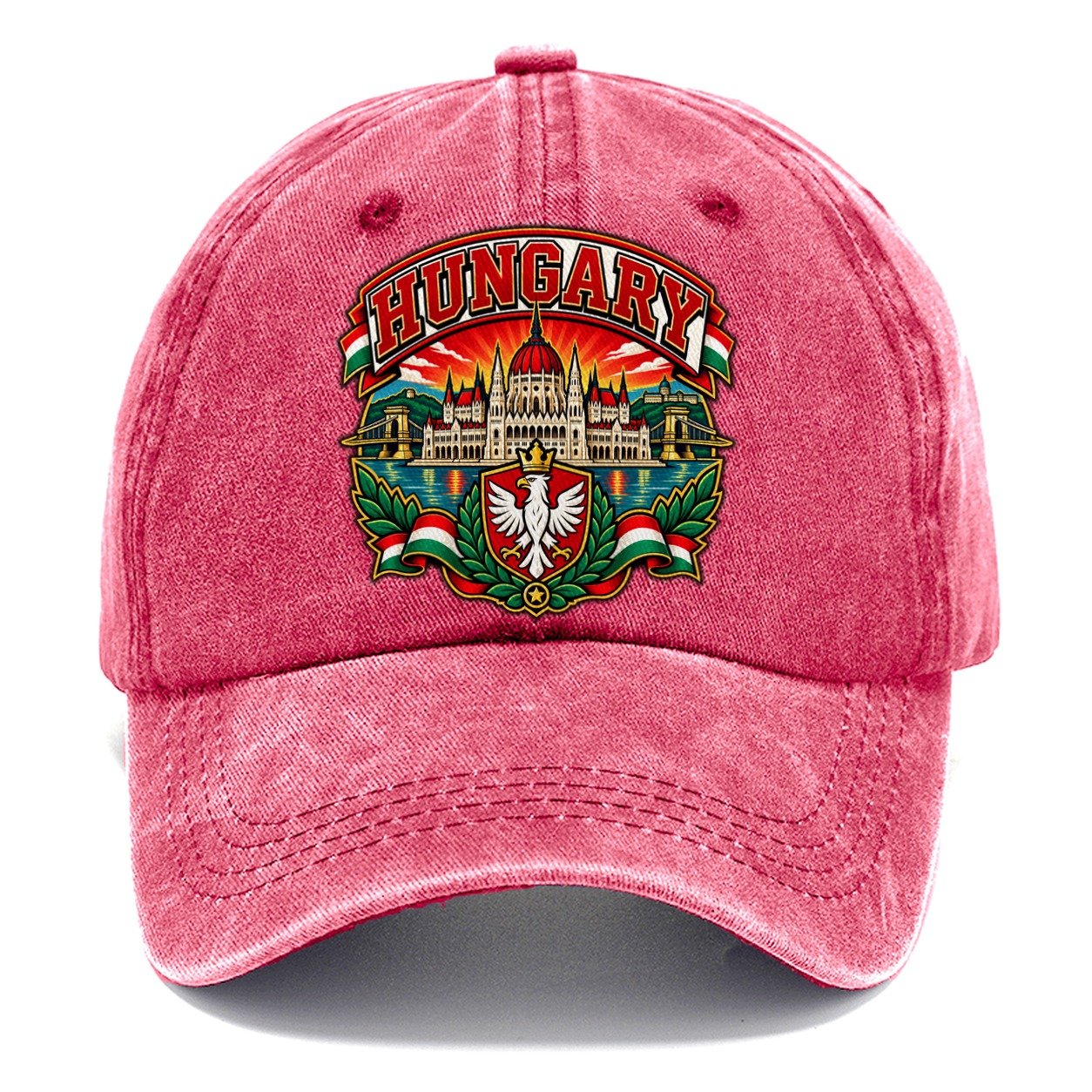 Hungary Retro Badge Country Logos Classic Cap – Pomegranate Blush