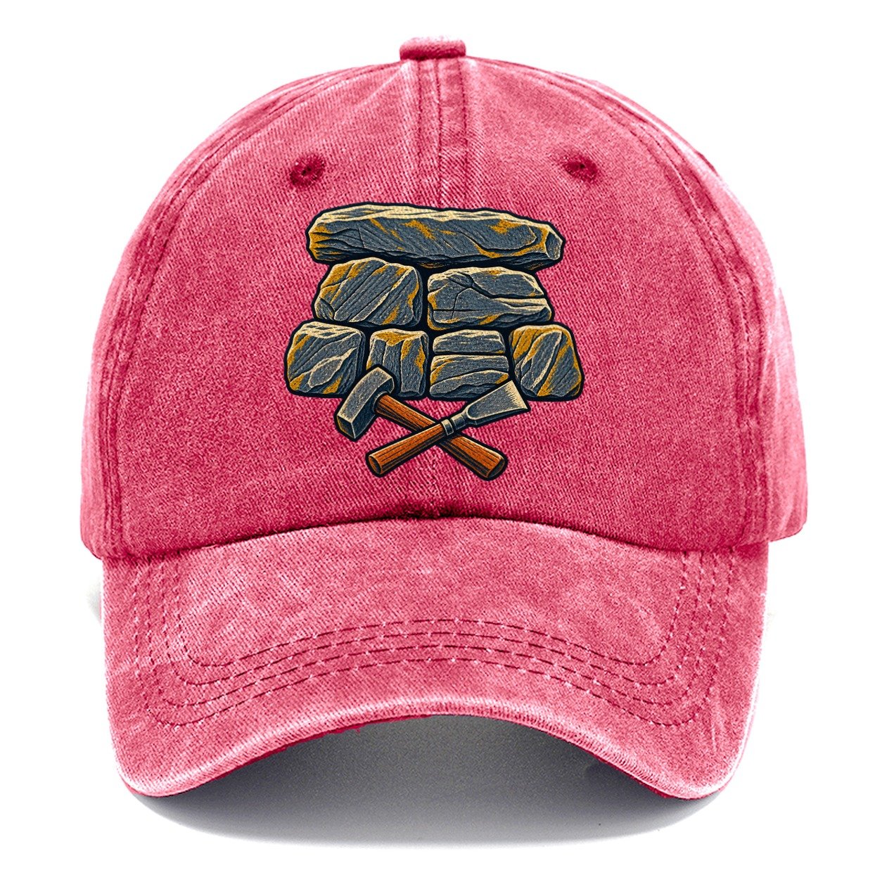 Seven Stone Wall Mason Hammer And Chisel Uk Culture Heritage Classic Cap – Pomegranate Blush