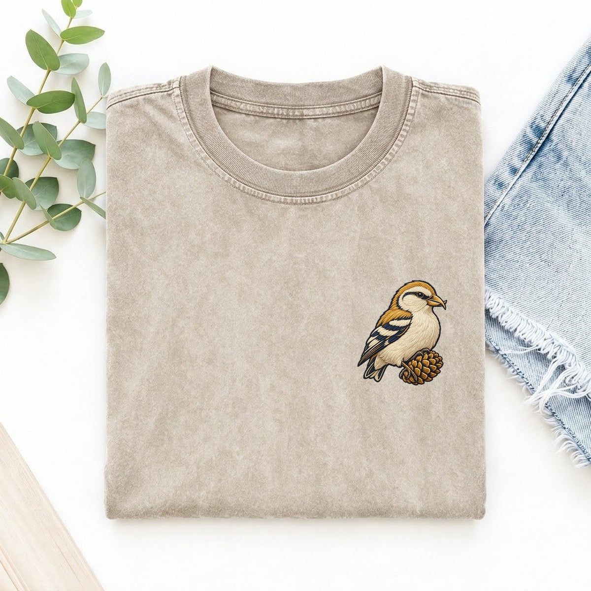 Crossbill Cone Turn Left Chest Thread Signatures II Left Chest Vintage T-shirt – Off White