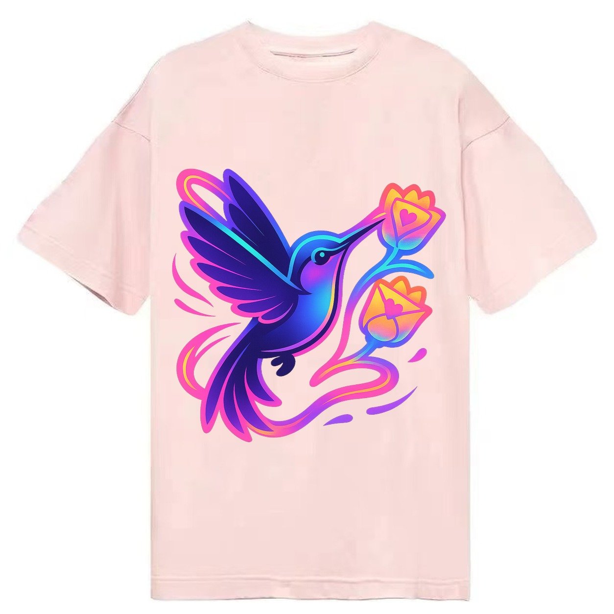 Hummingbird Delivering Miniature Love Letters Tucked Inside Classic T-shirt – Pink