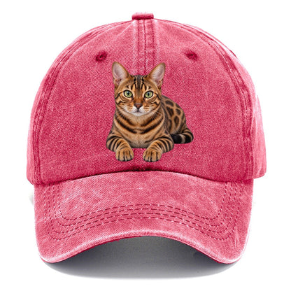 Bengal Reclining Paws Forward Realistic Cat Portrait Classic Cap – Pomegranate Blush