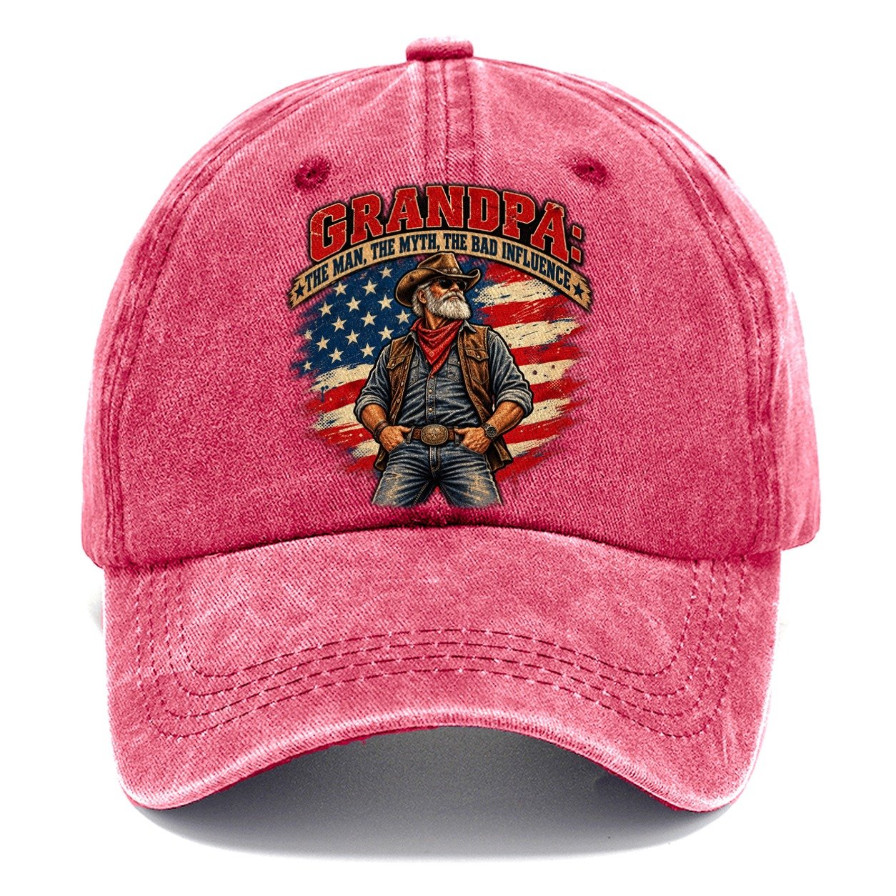 Grandpa The Man The Myth The Bad Influence Old Man Strong Classic Cap – Pomegranate Blush