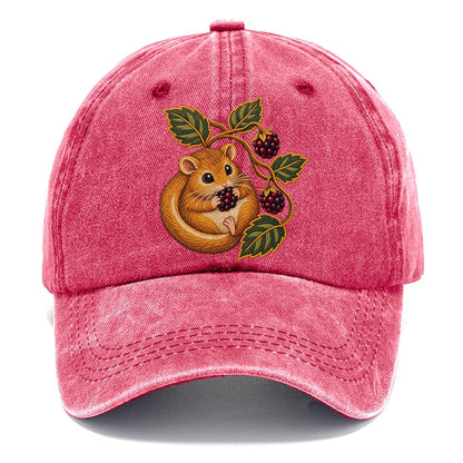British Hedgerow Dormouse And Blackberries Uk Culture Heritage Classic Cap – Pomegranate Blush