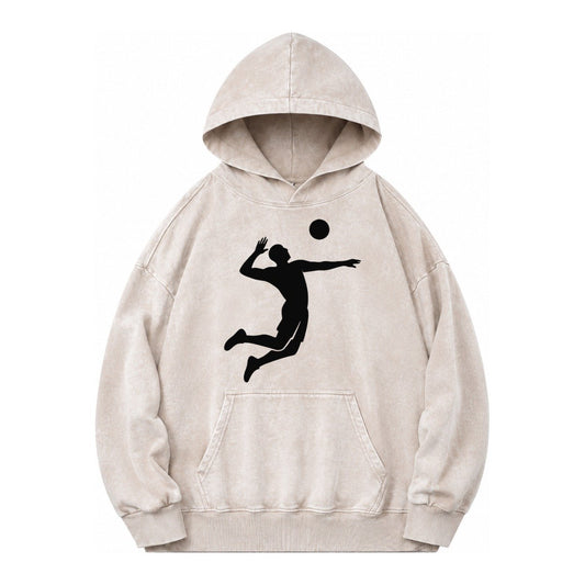 Volleyball Spike Vintage Washed Hoodie – Off White