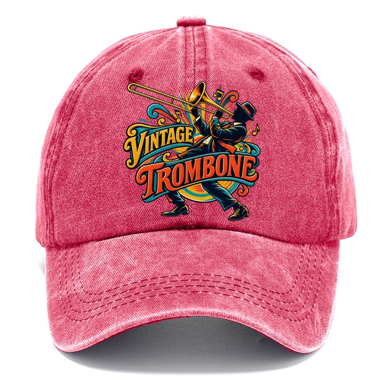Vintage Trombone Music Instruments Classic Cap – Pomegranate Blush