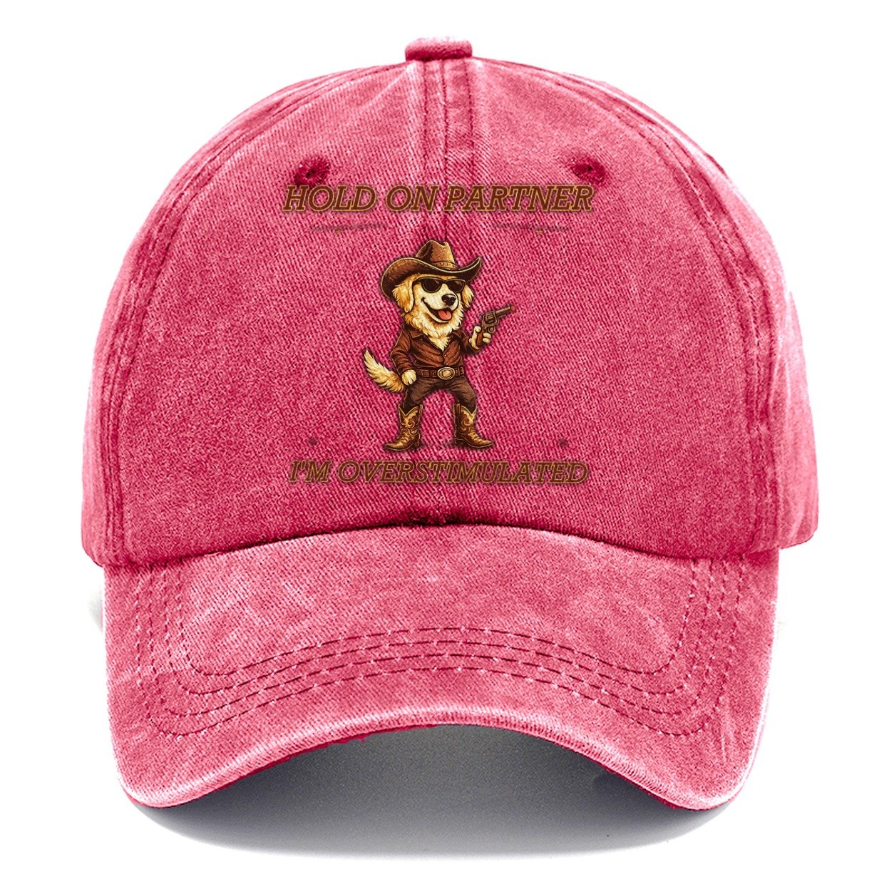Hold On Partner Golden Retriever Classic Cap – Pomegranate Blush