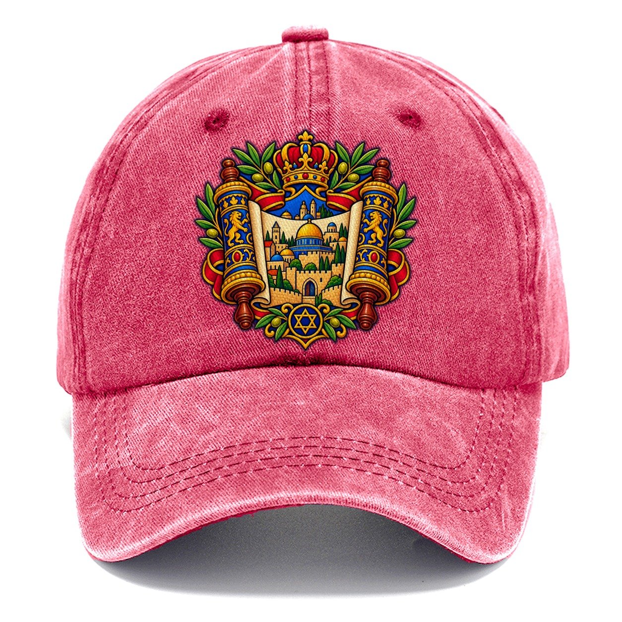Unfurled Torah Scroll Jerusalem Classic Cap – Pomegranate Blush