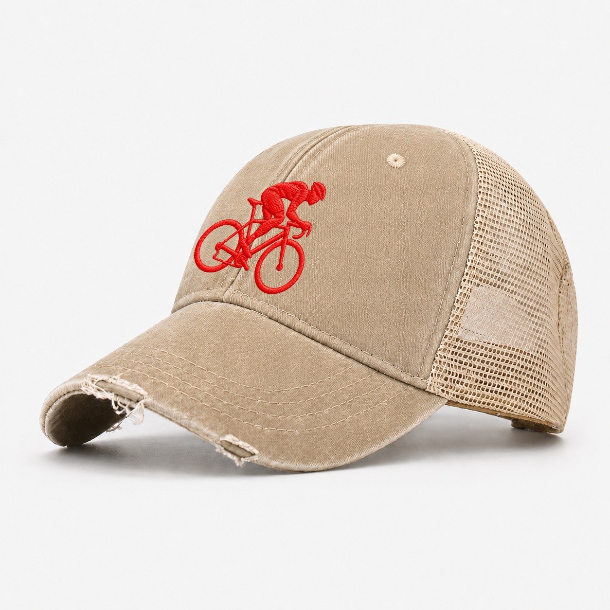 Road Cyclist Sprint Tuck Micro Motion Mark Washed Trucker Hat – Khaki