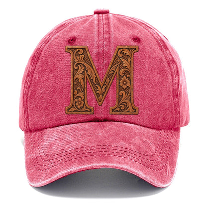 Tooled Leather M Monogram Classic Cap – Pomegranate Blush