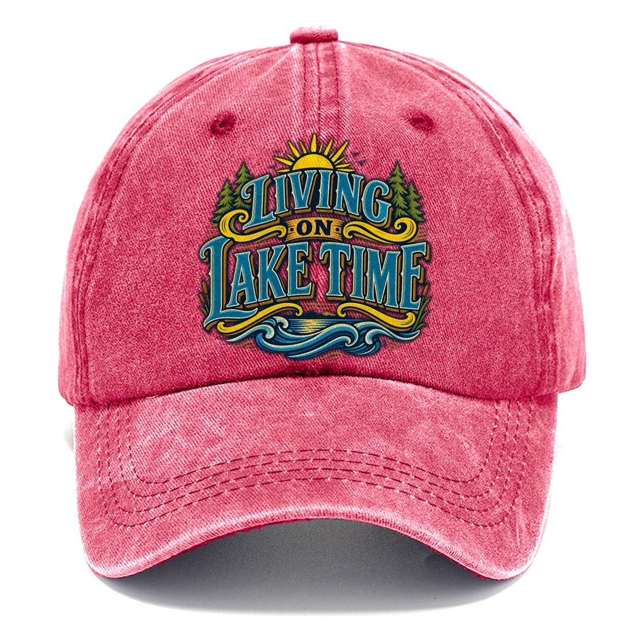 Living On Lake Time Retired Living Classic Cap – Pomegranate Blush