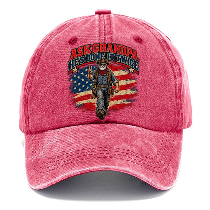 Ask Grandpa He S Done It Twice Old Man Strong Classic Cap – Pomegranate Blush
