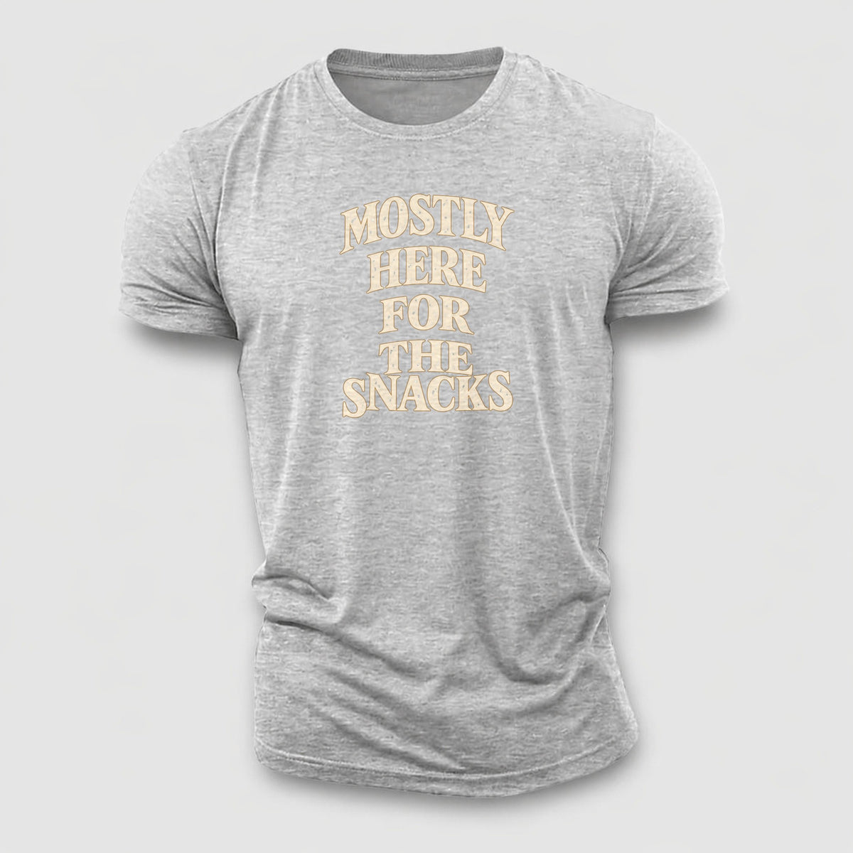 Mostly Here For The Snacks Quiet Statements Cotton T-Shirt – Sport Grey