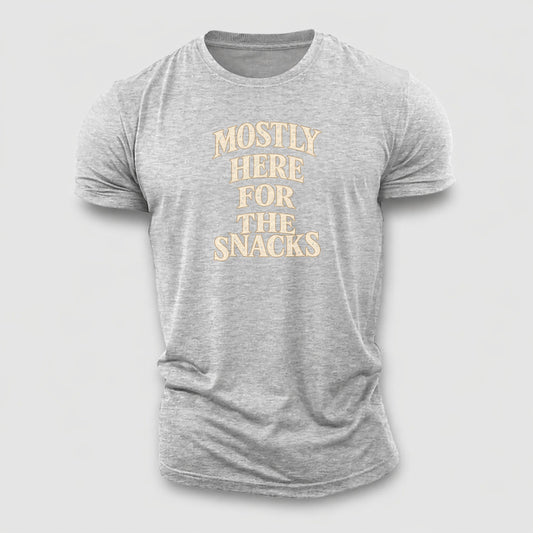 Mostly Here For The Snacks Quiet Statements Cotton T-Shirt – Sport Grey