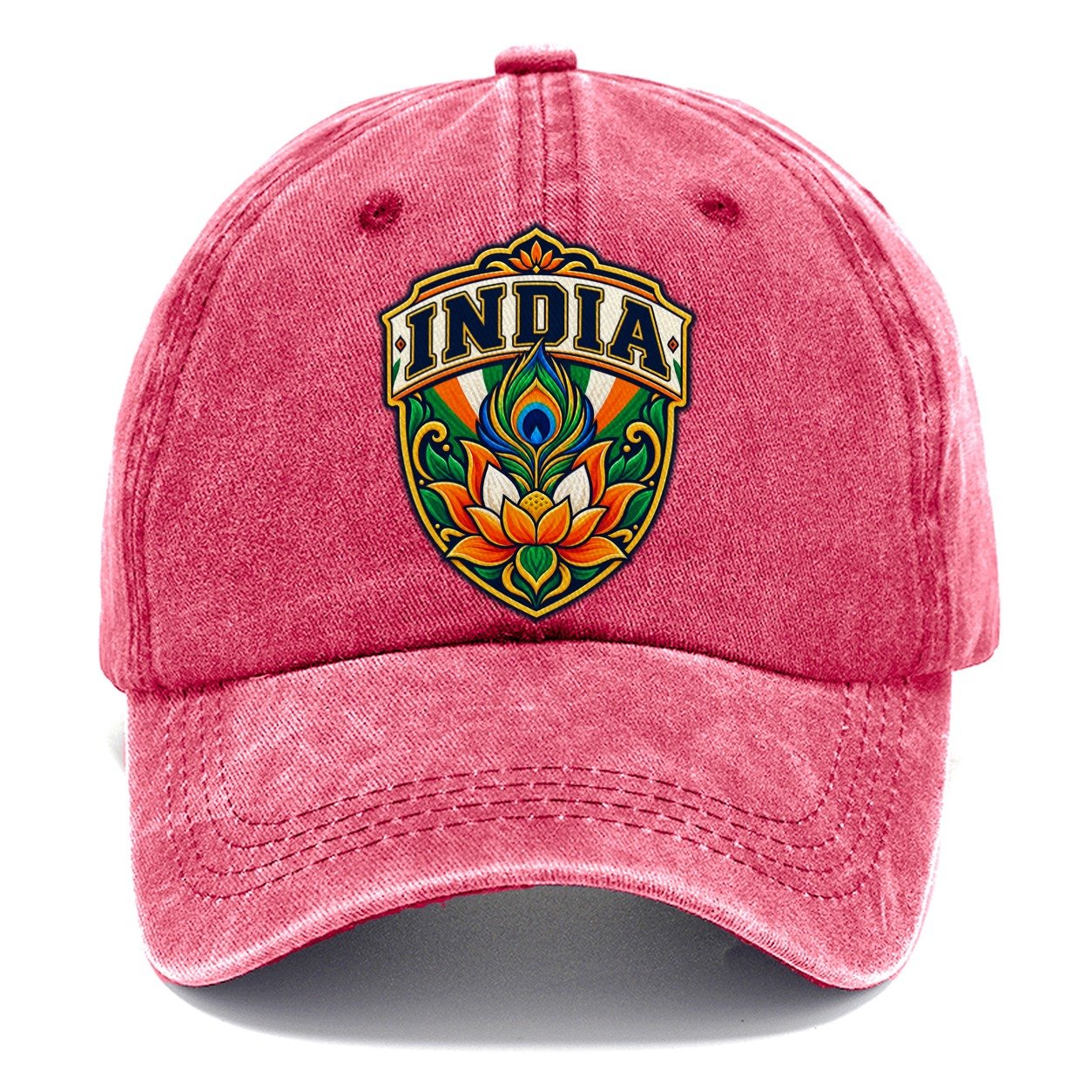 India Retro Badge Country Logos Classic Cap – Pomegranate Blush